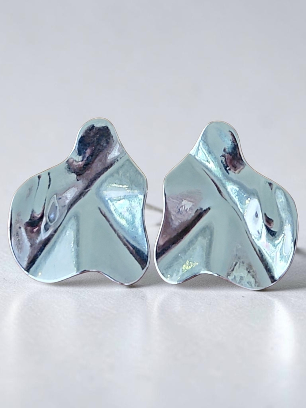 Modern Silver Statement Earrings - Picture 2 of 4